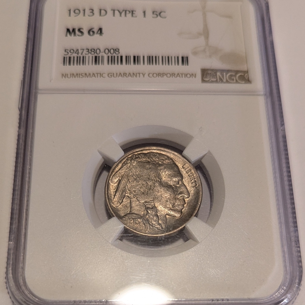 1913 D Type 1 Buffalo Nickel MS 64